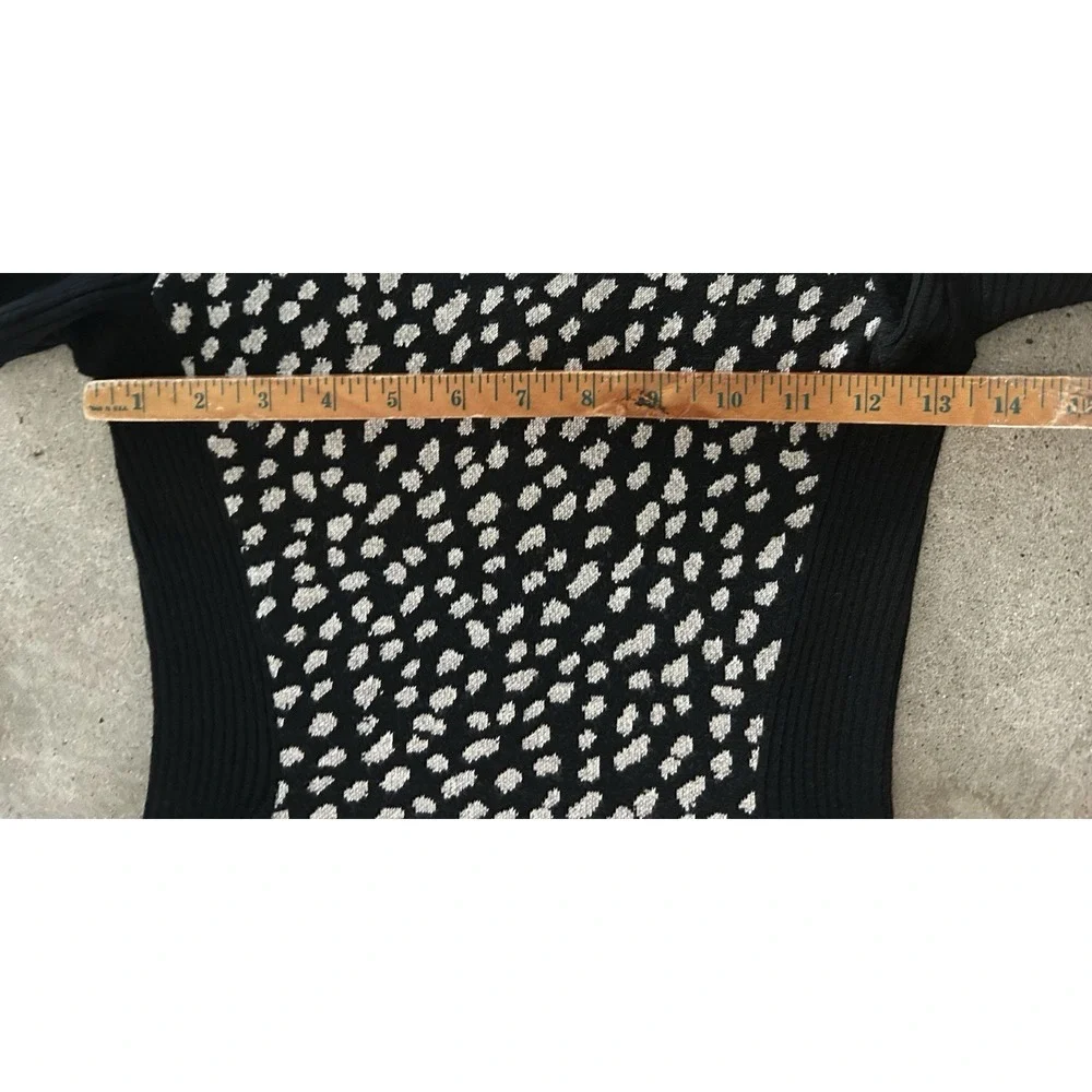 Tory Burch Gemma Sweater Dress Merino Wool Black Dotted Pony XS